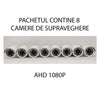Sistem Supraveghere 8 Camere HD, Senzor Miscare, Conexiune PC/Telefon, Interior/Exterior + Hard Disk 500 GB CADOU