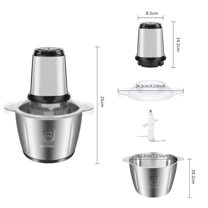 Tocator Electric Multifunctional,Capacitate 5L, Pentru Carne, Fructe si Legume, Bol Din Inox,Putere 500W