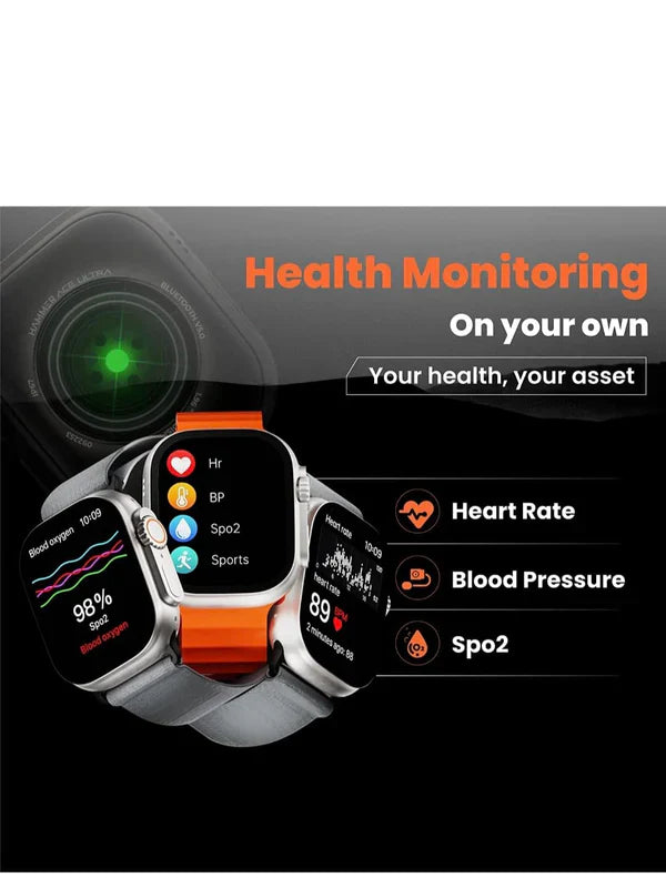 Smartwatch Ultra II cu Incarcator Wireless, Notificari Apel si Retele Sociale + Monitorizare Sanatate