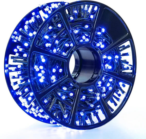 1+1 GRATIS: Instalatie De Craciun, Tip Rola, Cu 1000 LED-uri Mari, Interior sau Exterior, Rezistenta La Vreme Rea, 100 m,Albastru