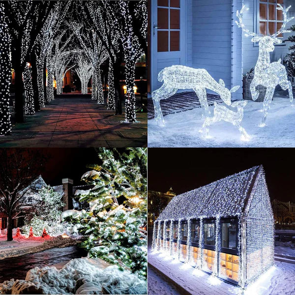 1+1 GRATIS: Instalatie De Craciun, Tip Rola, Cu 1000 LED-uri Mari, Interior sau Exterior, Rezistenta La Vreme Rea, 100 m,Alb Rece